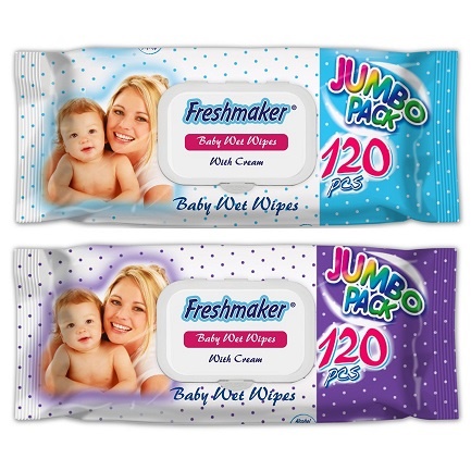 Freshmaker Серветки дитячі вологі Jumbo Pack 120 шт
