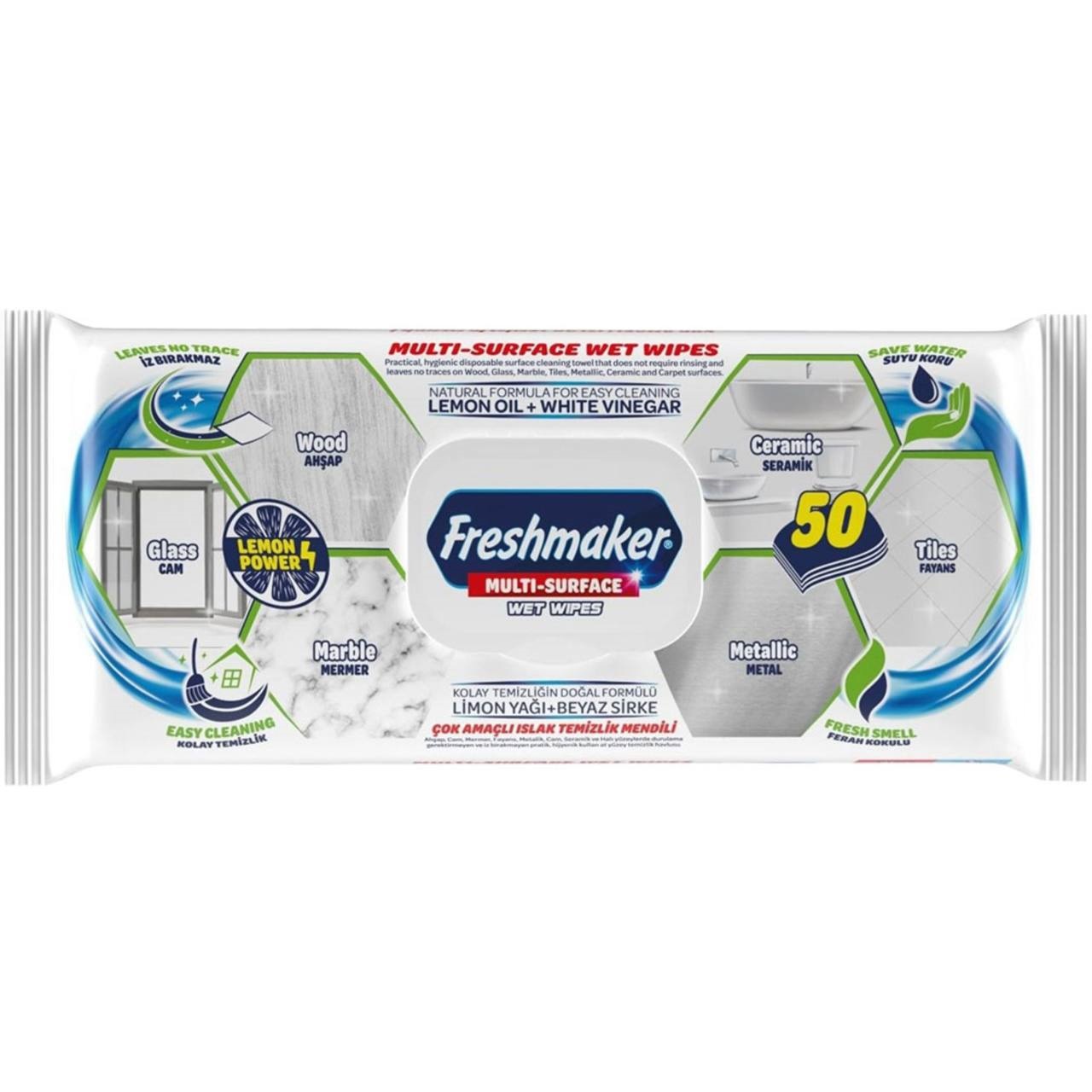 Freshmaker Серветки для побутового прибирання Multi-Surface 50шт.
