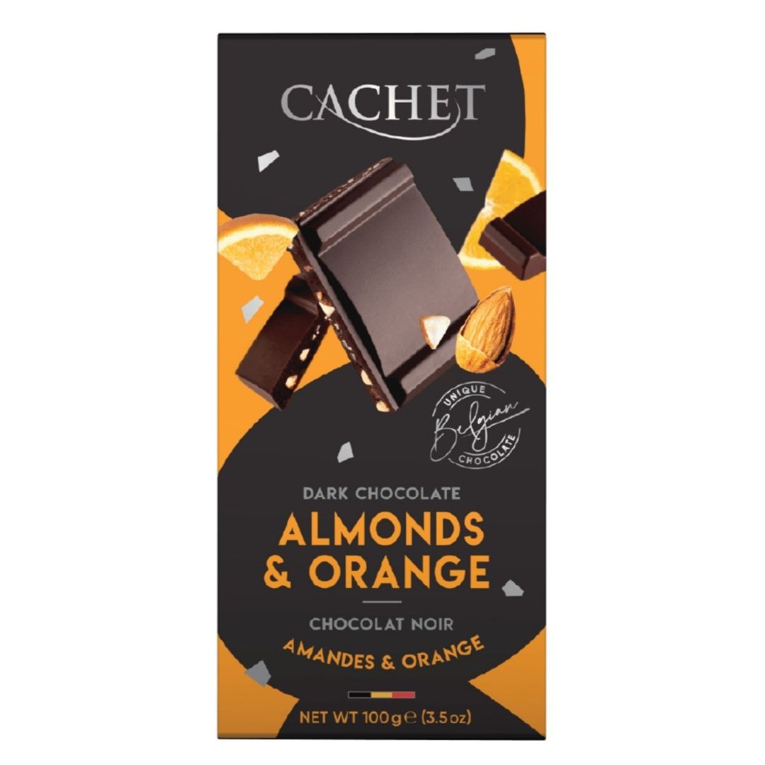 Cachet Шоколад чорний Almonds & Orange 100g